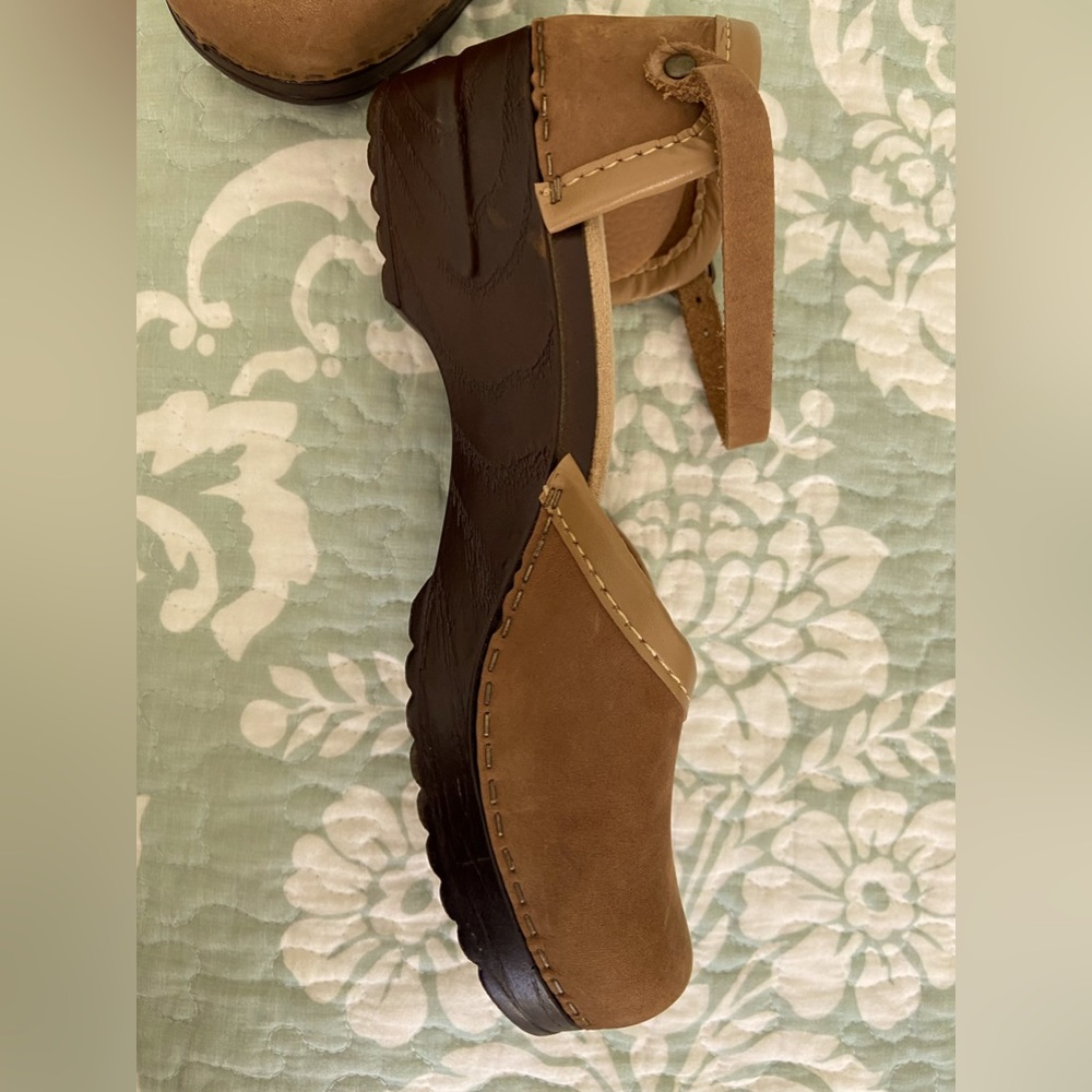 Italian made leather Mary Jane clog